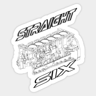 Engine Block Straight 6 (White) Sticker